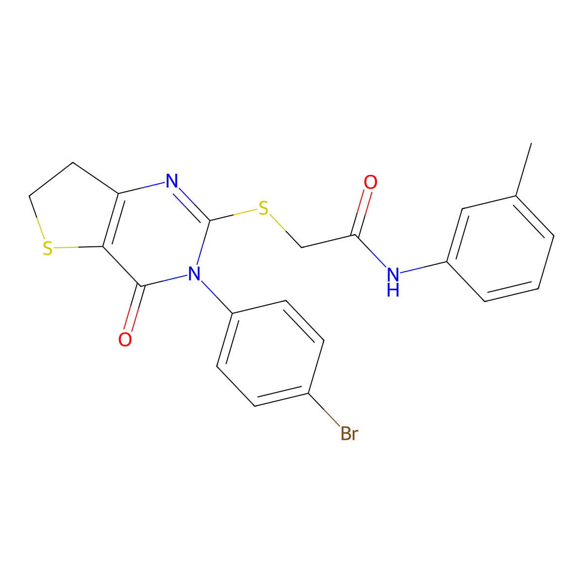2-((3-(4-bromophenyl)-4-oxo-3,4,6,7-tetrahydrothieno[3,2-d]pyrimidin-2-yl)thio)-N-(m-tolyl)acetamide molecular structure, CAS 362501-32-4