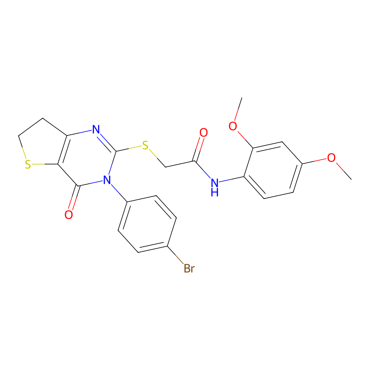 2-((3-(4-bromophenyl)-4-oxo-3,4,6,7-tetrahydrothieno[3,2-d]pyrimidin-2-yl)thio)-N-(2,4-dimethoxyphenyl)acetamide molecular structure, CAS 362501-38-0