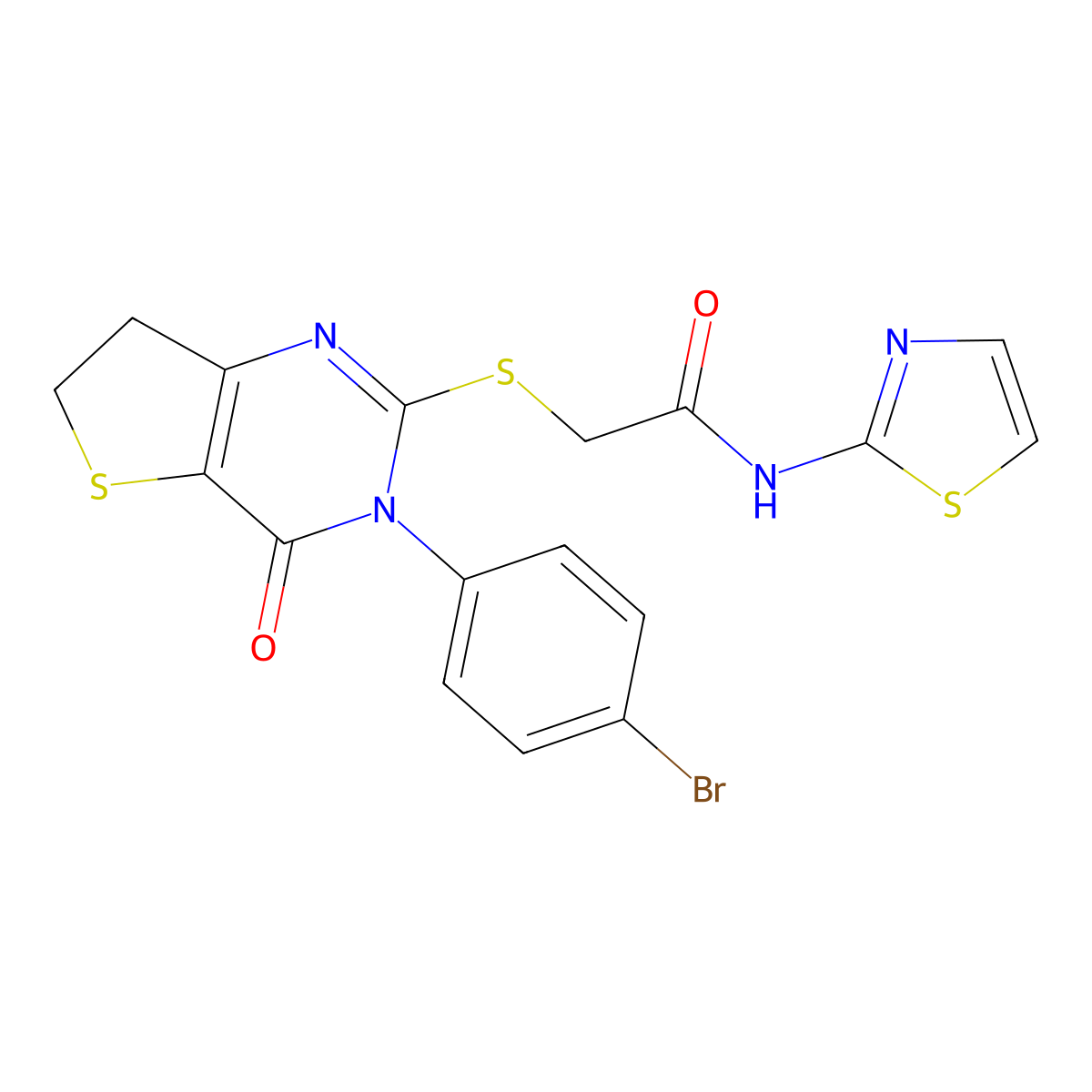2-{[3-(4-bromophenyl)-4-oxo-3,4,6,7-tetrahydrothieno[3,2-d]pyrimidin-2-yl]thio}-N-1,3-thiazol-2-ylacetamide molecular structure, CAS 362501-39-1