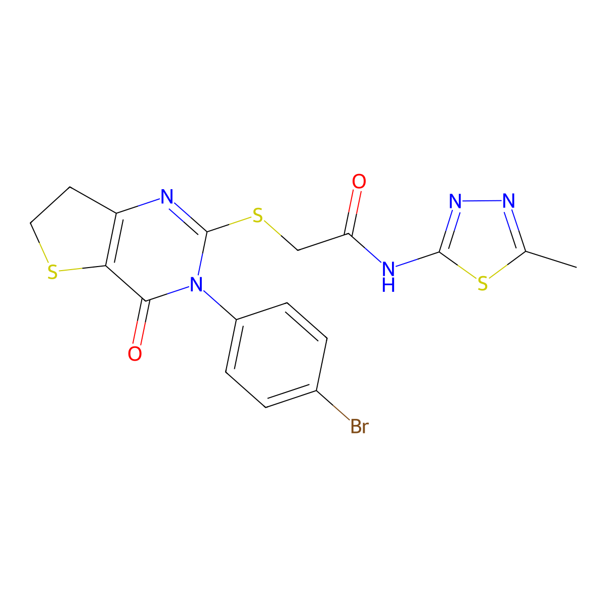 2-((3-(4-bromophenyl)-4-oxo-3,4,6,7-tetrahydrothieno[3,2-d]pyrimidin-2-yl)thio)-N-(5-methyl-1,3,4-thiadiazol-2-yl)acetamide molecular structure, CAS 362501-41-5