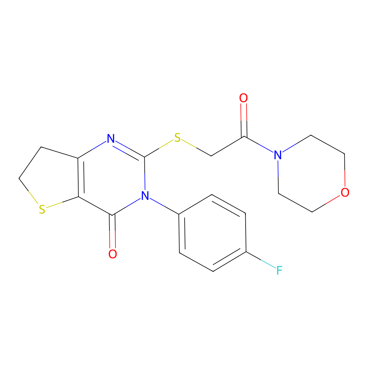 3-(4-fluorophenyl)-2-((2-morpholino-2-oxoethyl)thio)-6,7-dihydrothieno[3,2-d]pyrimidin-4(3H)-one molecular structure, CAS 362501-47-1