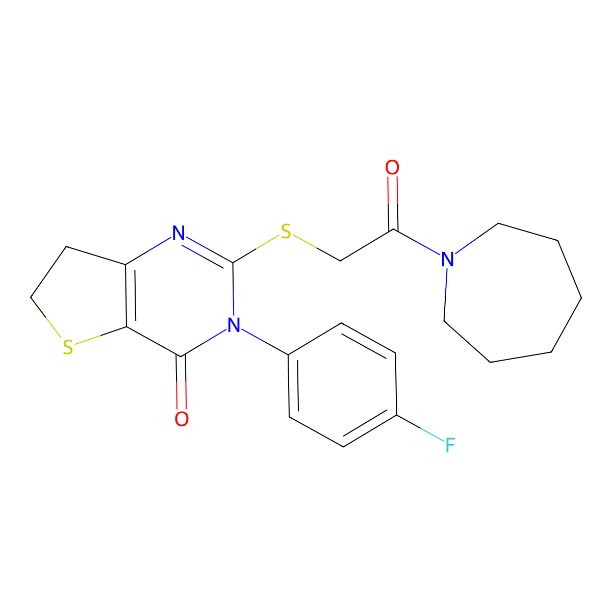 2-((2-(azepan-1-yl)-2-oxoethyl)thio)-3-(4-fluorophenyl)-6,7-dihydrothieno[3,2-d]pyrimidin-4(3H)-one molecular structure, CAS 362501-48-2
