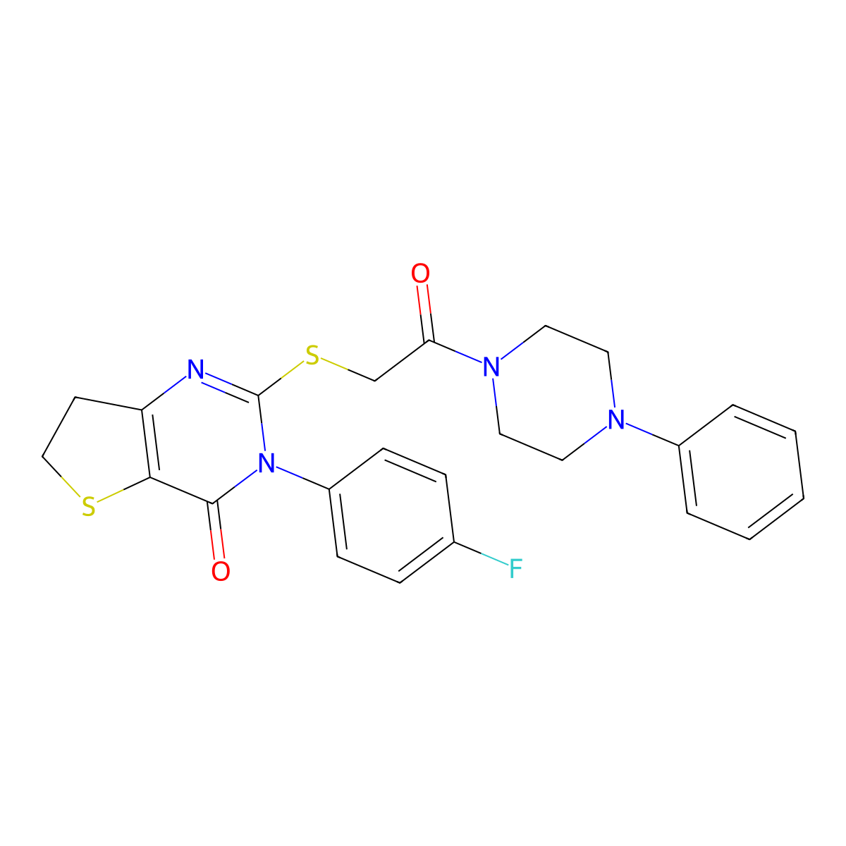 3-(4-fluorophenyl)-2-((2-oxo-2-(4-phenylpiperazin-1-yl)ethyl)thio)-6,7-dihydrothieno[3,2-d]pyrimidin-4(3H)-one molecular structure, CAS 362501-49-3