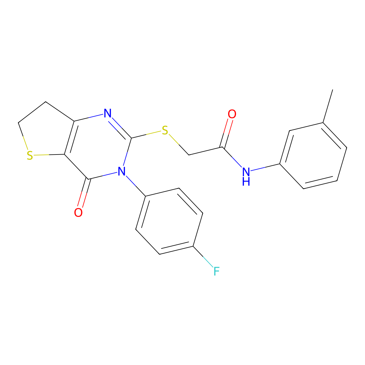 2-[[3-(4-fluorophenyl)-4-oxo-6,7-dihydrothieno[3,2-d]pyrimidin-2-yl]sulfanyl]-N-(3-methylphenyl)acetamide molecular structure, CAS 362501-54-0