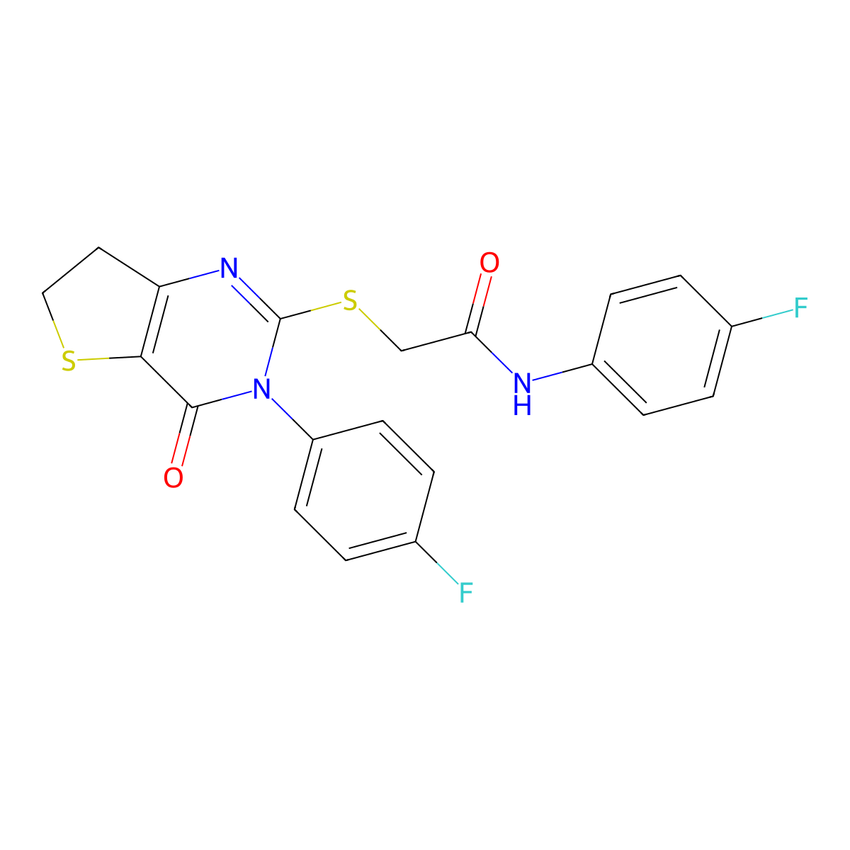 N-(4-fluorophenyl)-2-((3-(4-fluorophenyl)-4-oxo-3,4,6,7-tetrahydrothieno[3,2-d]pyrimidin-2-yl)thio)acetamide molecular structure, CAS 362501-56-2