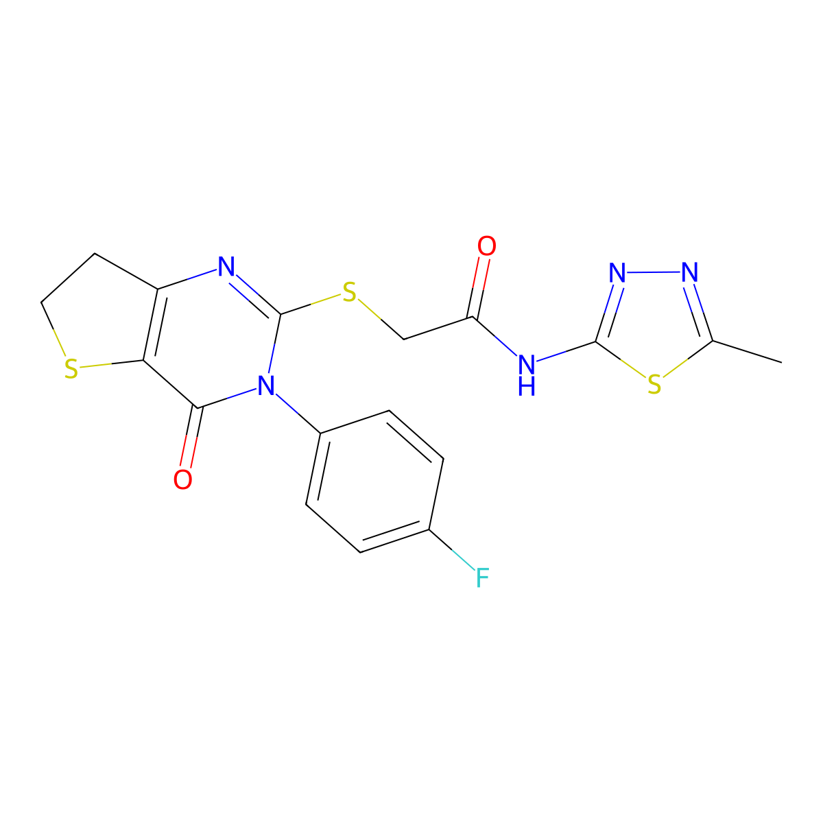 2-((3-(4-fluorophenyl)-4-oxo-3,4,6,7-tetrahydrothieno[3,2-d]pyrimidin-2-yl)thio)-N-(5-methyl-1,3,4-thiadiazol-2-yl)acetamide molecular structure, CAS 362501-64-2