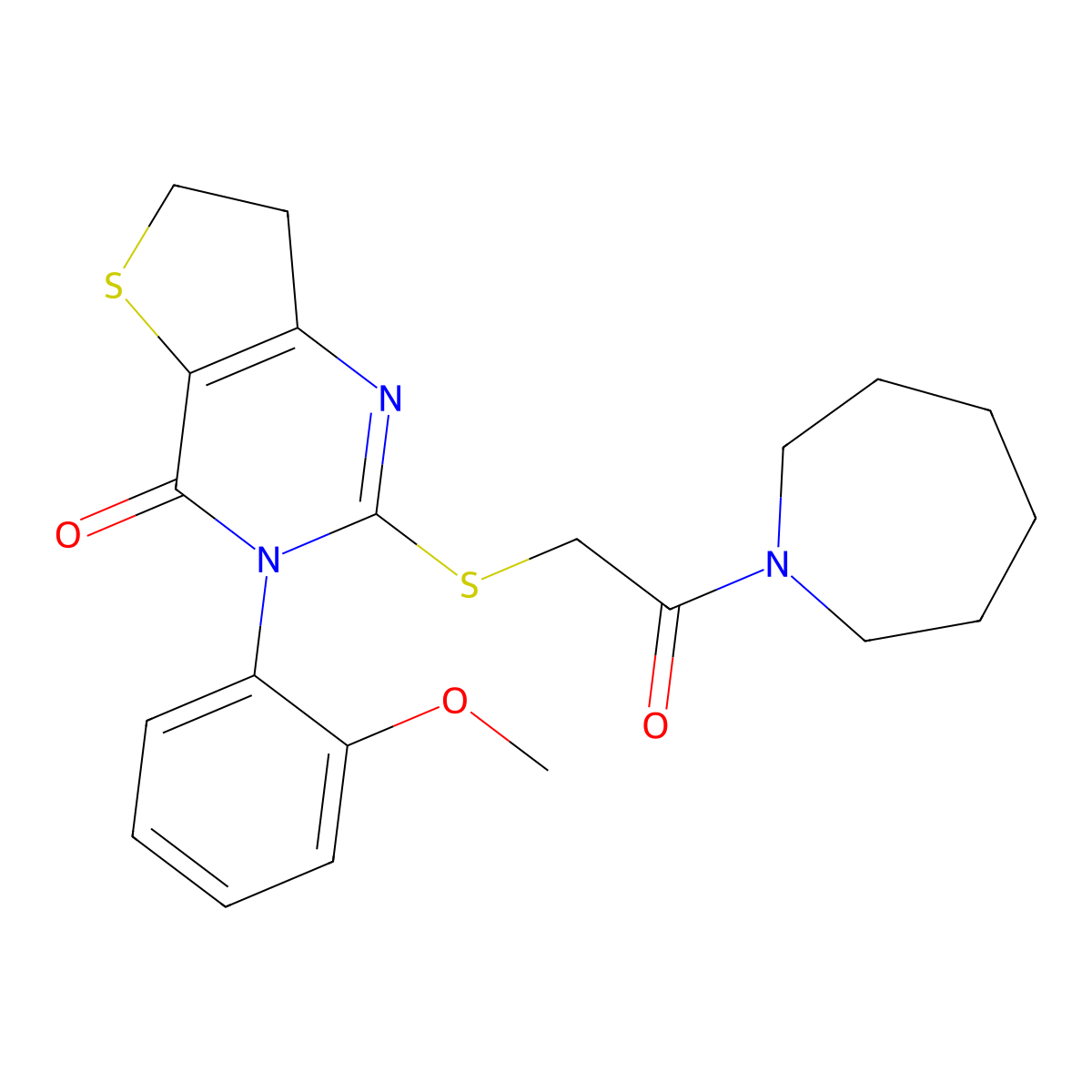 2-((2-(azepan-1-yl)-2-oxoethyl)thio)-3-(2-methoxyphenyl)-6,7-dihydrothieno[3,2-d]pyrimidin-4(3H)-one molecular structure, CAS 362501-70-0