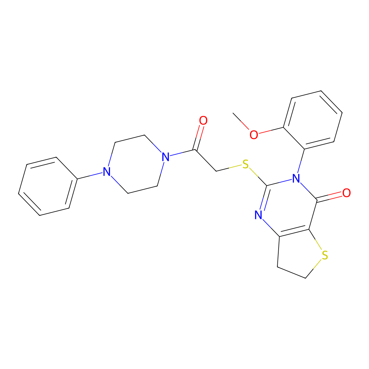 3-(2-methoxyphenyl)-2-((2-oxo-2-(4-phenylpiperazin-1-yl)ethyl)thio)-6,7-dihydrothieno[3,2-d]pyrimidin-4(3H)-one molecular structure, CAS 362501-71-1