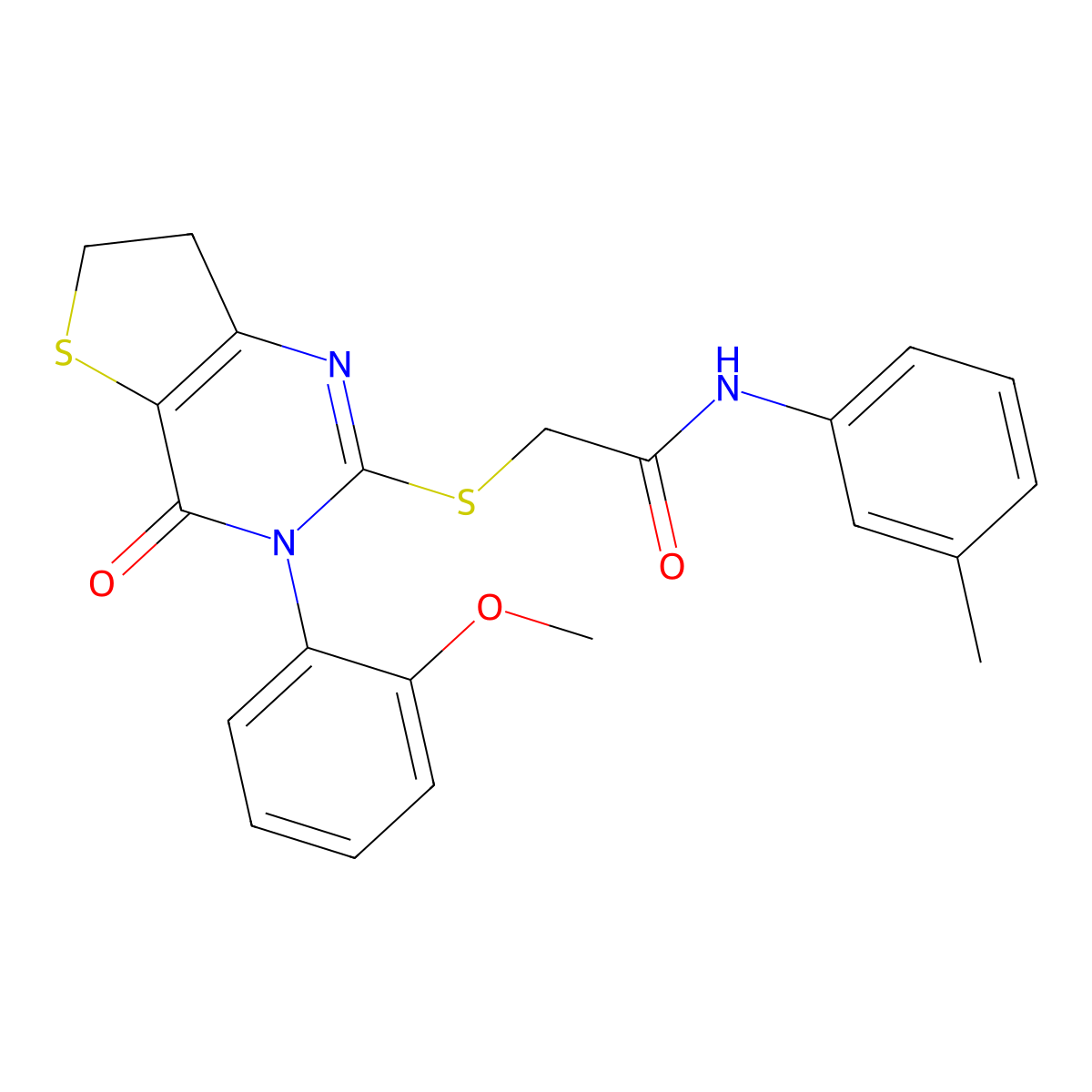 2-((3-(2-methoxyphenyl)-4-oxo-3,4,6,7-tetrahydrothieno[3,2-d]pyrimidin-2-yl)thio)-N-(m-tolyl)acetamide molecular structure, CAS 362501-75-5