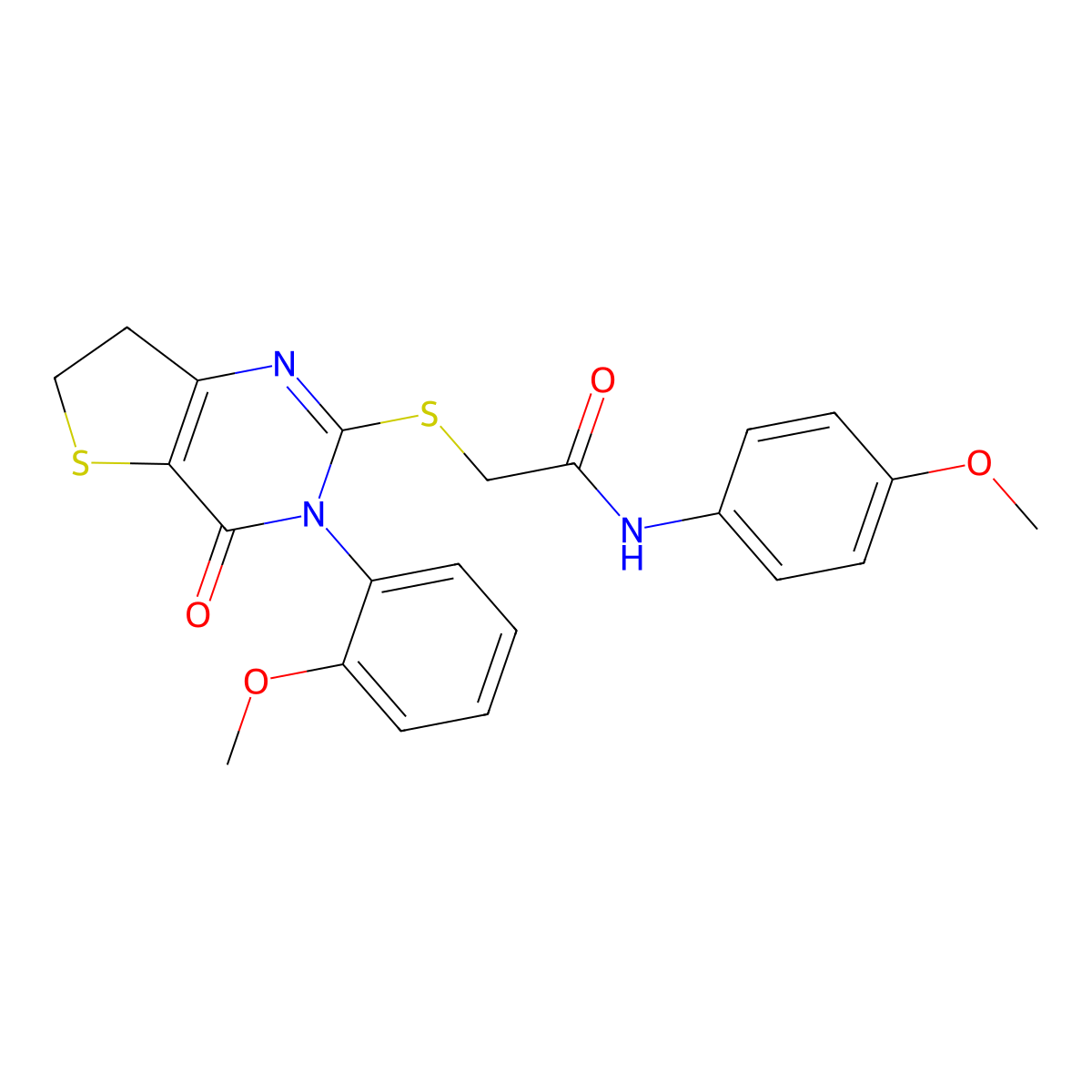 N-(4-methoxyphenyl)-2-((3-(2-methoxyphenyl)-4-oxo-3,4,6,7-tetrahydrothieno[3,2-d]pyrimidin-2-yl)thio)acetamide molecular structure, CAS 362501-77-7