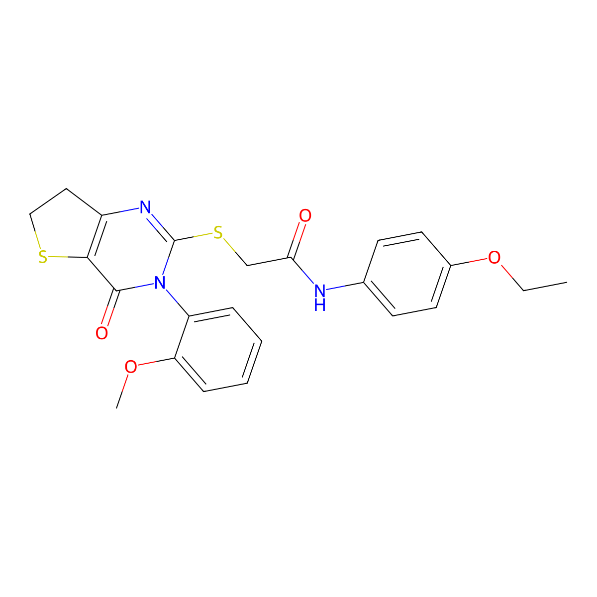 N-(4-ethoxyphenyl)-2-((3-(2-methoxyphenyl)-4-oxo-3,4,6,7-tetrahydrothieno[3,2-d]pyrimidin-2-yl)thio)acetamide molecular structure, CAS 362501-78-8