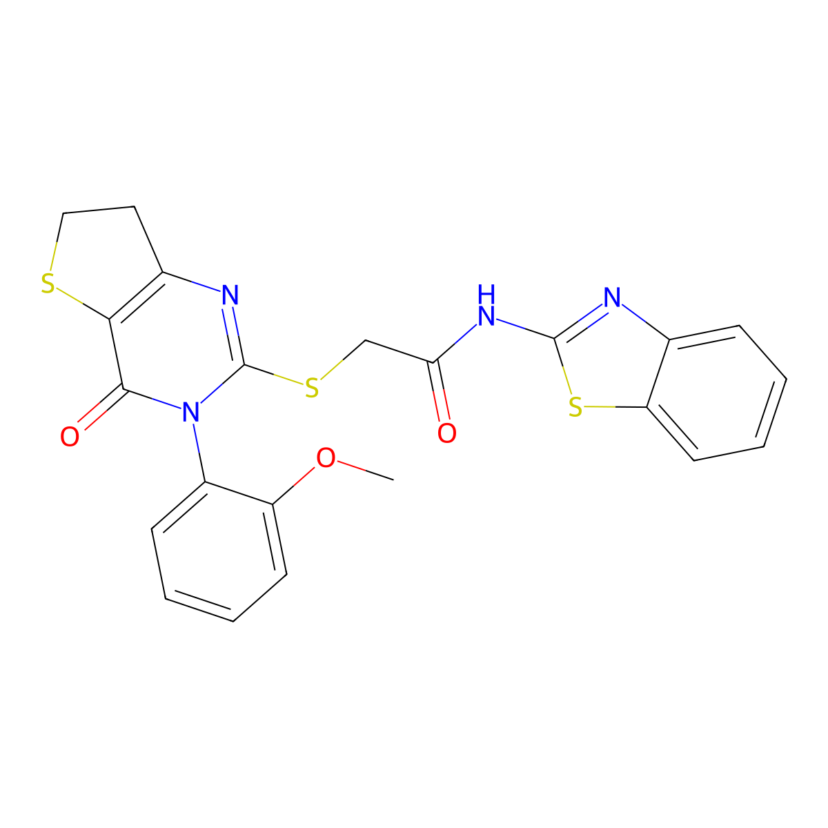 N-(benzo[d]thiazol-2-yl)-2-((3-(2-methoxyphenyl)-4-oxo-3,4,6,7-tetrahydrothieno[3,2-d]pyrimidin-2-yl)thio)acetamide molecular structure, CAS 362501-82-4