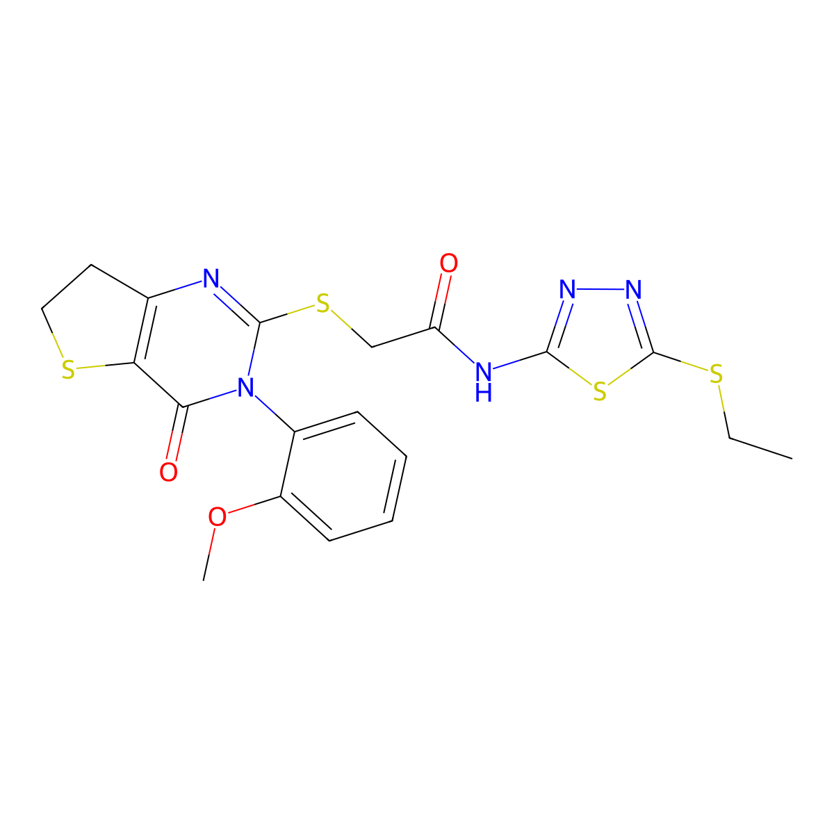 N-(5-ethylsulfanyl-1,3,4-thiadiazol-2-yl)-2-[[3-(2-methoxyphenyl)-4-oxo-6,7-dihydrothieno[3,2-d]pyrimidin-2-yl]sulfanyl]acetamide molecular structure, CAS 362501-83-5