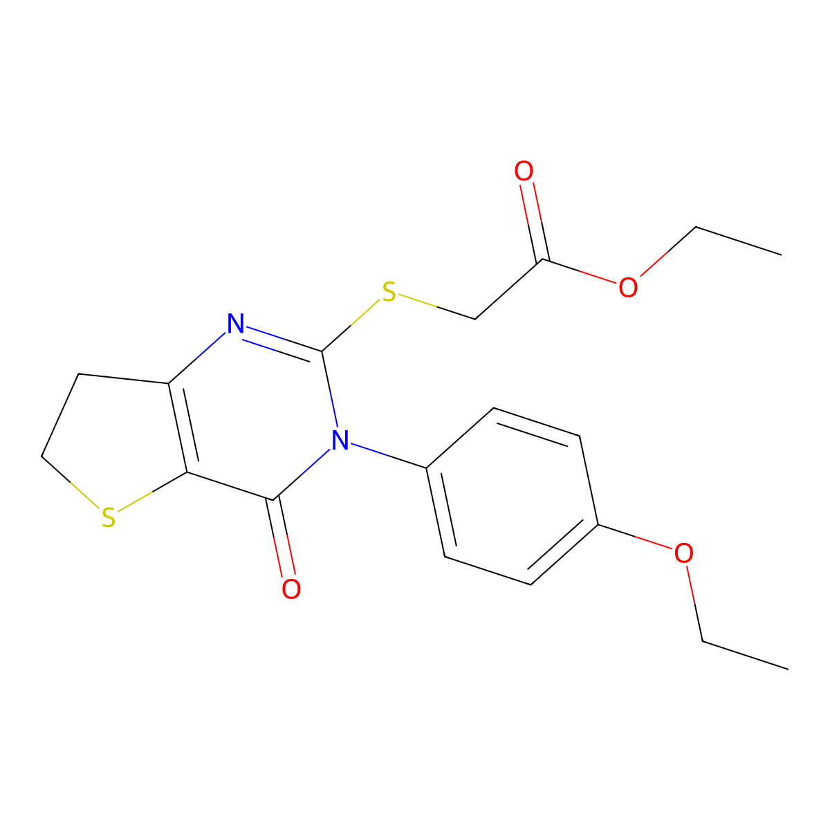Ethyl 2-((3-(4-ethoxyphenyl)-4-oxo-3,4,6,7-tetrahydrothieno[3,2-d]pyrimidin-2-yl)thio)acetate molecular structure, CAS 362501-85-7
