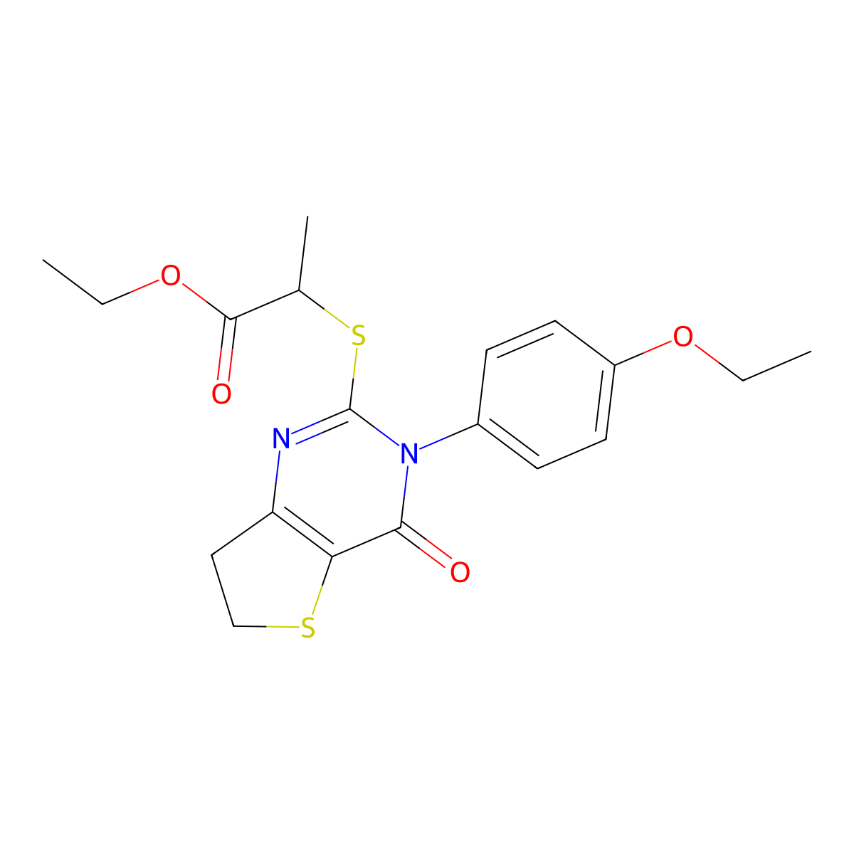 Ethyl 2-((3-(4-ethoxyphenyl)-4-oxo-3,4,6,7-tetrahydrothieno[3,2-d]pyrimidin-2-yl)thio)propanoate molecular structure, CAS 362501-86-8