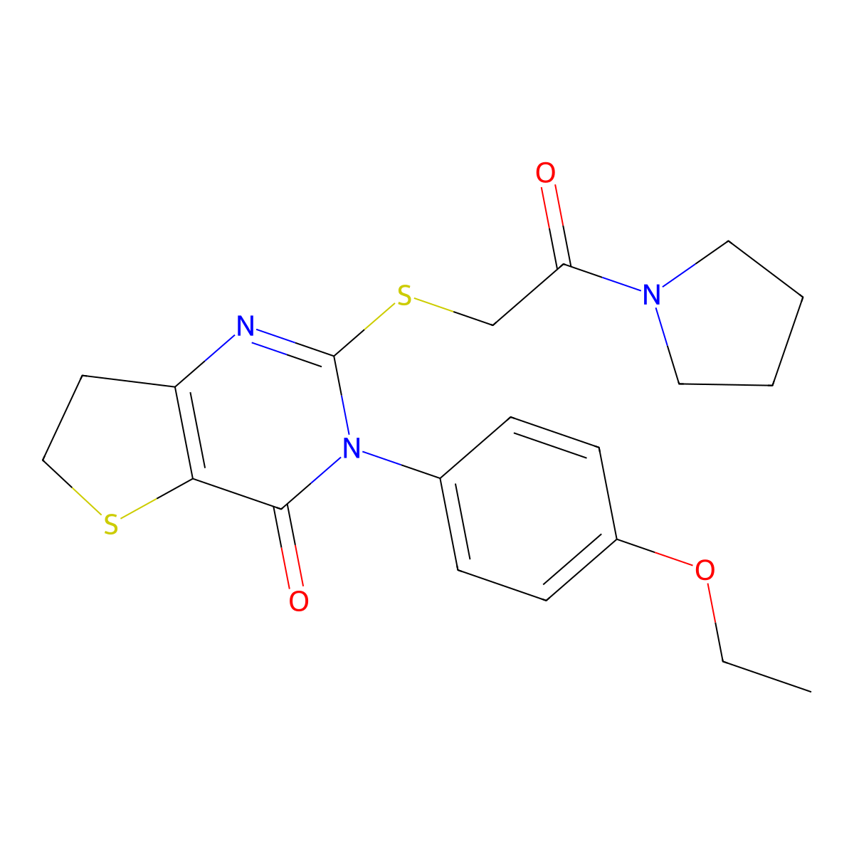 3-(4-ethoxyphenyl)-2-((2-oxo-2-(pyrrolidin-1-yl)ethyl)thio)-6,7-dihydrothieno[3,2-d]pyrimidin-4(3H)-one molecular structure, CAS 362501-87-9