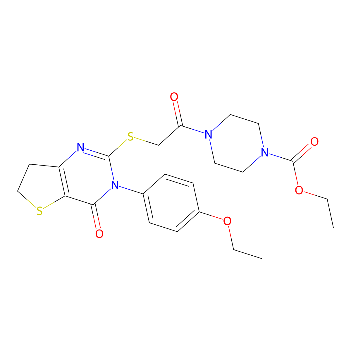 Ethyl 4-[2-[[3-(4-ethoxyphenyl)-4-oxo-6,7-dihydrothieno[3,2-d]pyrimidin-2-yl]sulfanyl]acetyl]piperazine-1-carboxylate molecular structure, CAS 362501-92-6