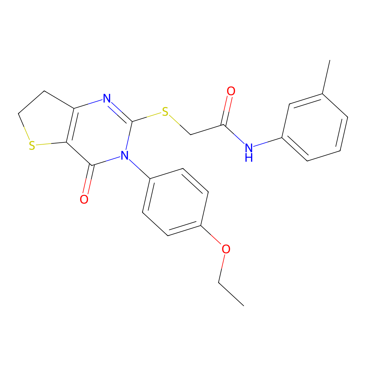 2-((3-(4-ethoxyphenyl)-4-oxo-3,4,6,7-tetrahydrothieno[3,2-d]pyrimidin-2-yl)thio)-N-(m-tolyl)acetamide molecular structure, CAS 362501-96-0