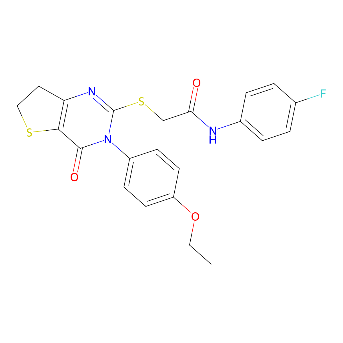 2-((3-(4-ethoxyphenyl)-4-oxo-3,4,6,7-tetrahydrothieno[3,2-d]pyrimidin-2-yl)thio)-N-(4-fluorophenyl)acetamide molecular structure, CAS 362501-98-2