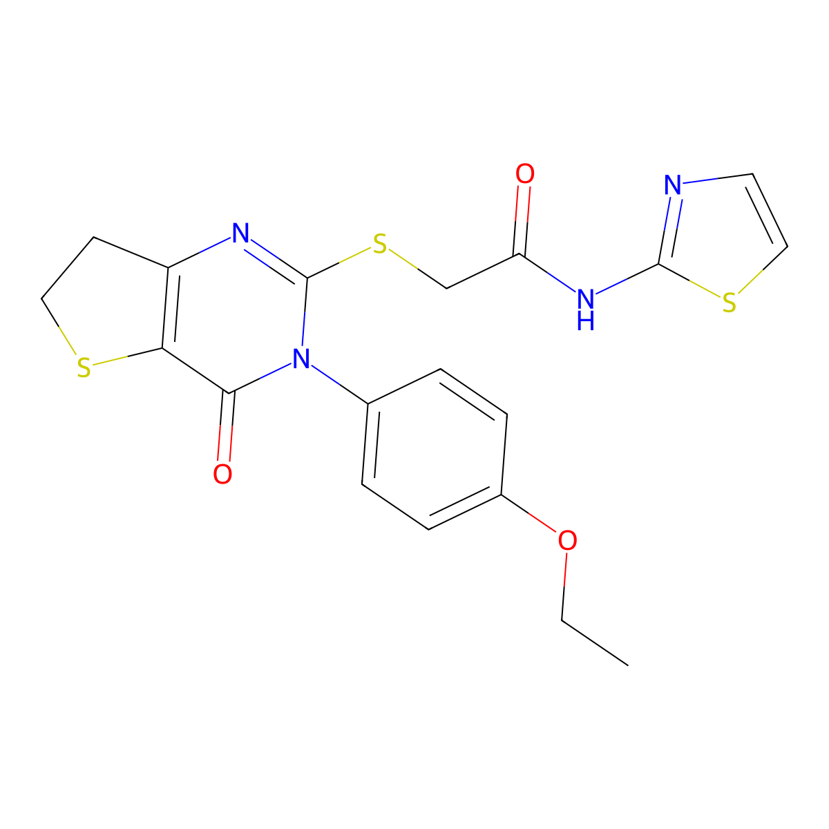 2-((3-(4-ethoxyphenyl)-4-oxo-3,4,6,7-tetrahydrothieno[3,2-d]pyrimidin-2-yl)thio)-N-(thiazol-2-yl)acetamide molecular structure, CAS 362502-03-2