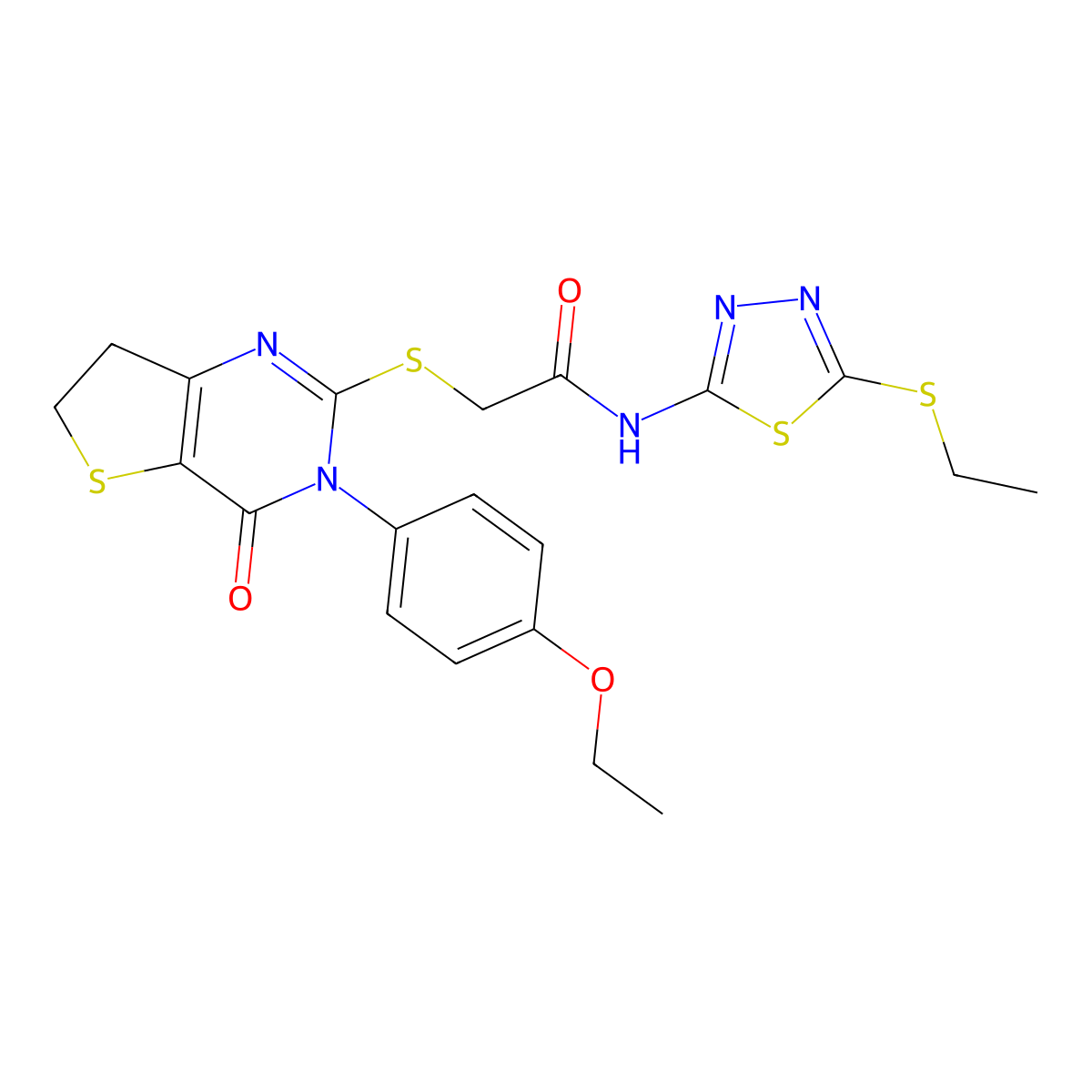 2-((3-(4-ethoxyphenyl)-4-oxo-3,4,6,7-tetrahydrothieno[3,2-d]pyrimidin-2-yl)thio)-N-(5-(ethylthio)-1,3,4-thiadiazol-2-yl)acetamide molecular structure, CAS 362502-04-3