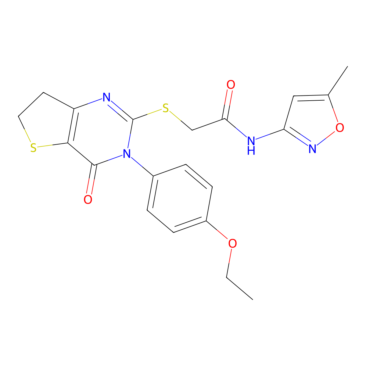 2-((3-(4-ethoxyphenyl)-4-oxo-3,4,6,7-tetrahydrothieno[3,2-d]pyrimidin-2-yl)thio)-N-(5-methylisoxazol-3-yl)acetamide molecular structure, CAS 362502-05-4