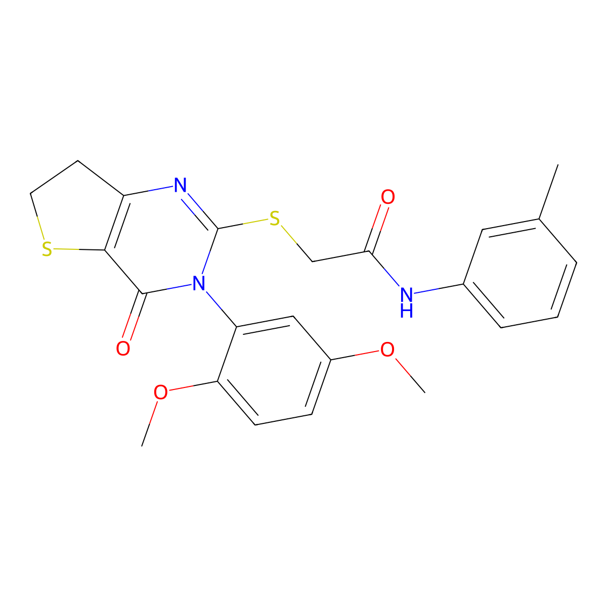 2-((3-(2,5-dimethoxyphenyl)-4-oxo-3,4,6,7-tetrahydrothieno[3,2-d]pyrimidin-2-yl)thio)-N-(m-tolyl)acetamide molecular structure, CAS 362502-07-6