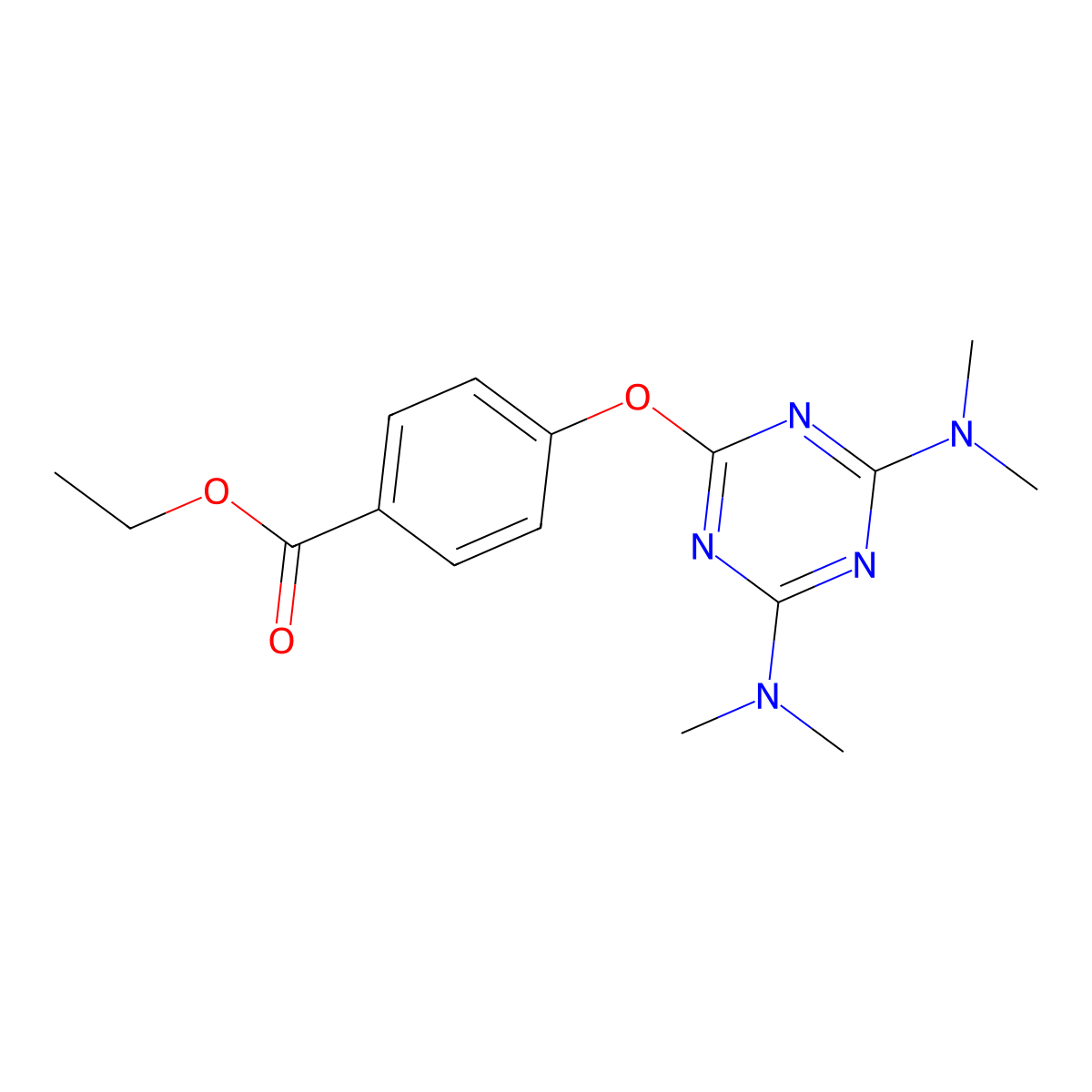 Ethyl 4-[[4,6-bis(dimethylamino)-1,3,5-triazin-2-yl]oxy]benzoate molecular structure, CAS 362502-69-0