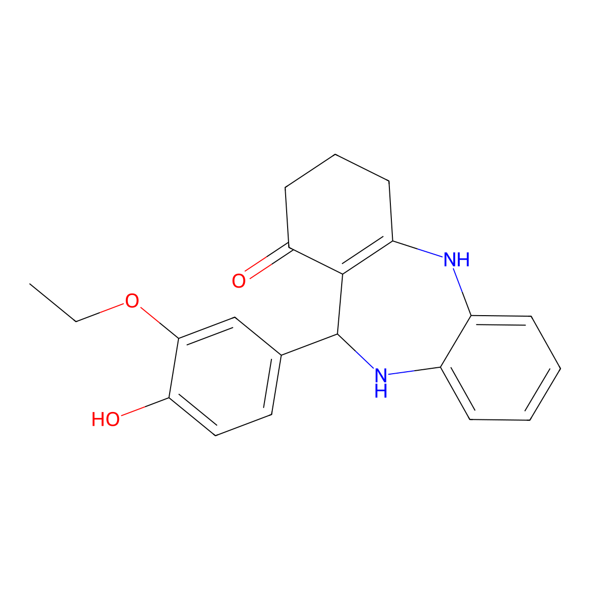 6-(3-Ethoxy-4-hydroxyphenyl)-5,6,8,9,10,11-hexahydrobenzo[b][1,4]benzodiazepin-7-one molecular structure, CAS 362502-89-4