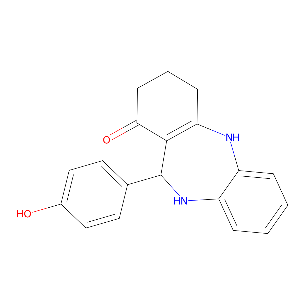 6-(4-Hydroxyphenyl)-5,6,8,9,10,11-hexahydrobenzo[b][1,4]benzodiazepin-7-one molecular structure, CAS 362502-93-0