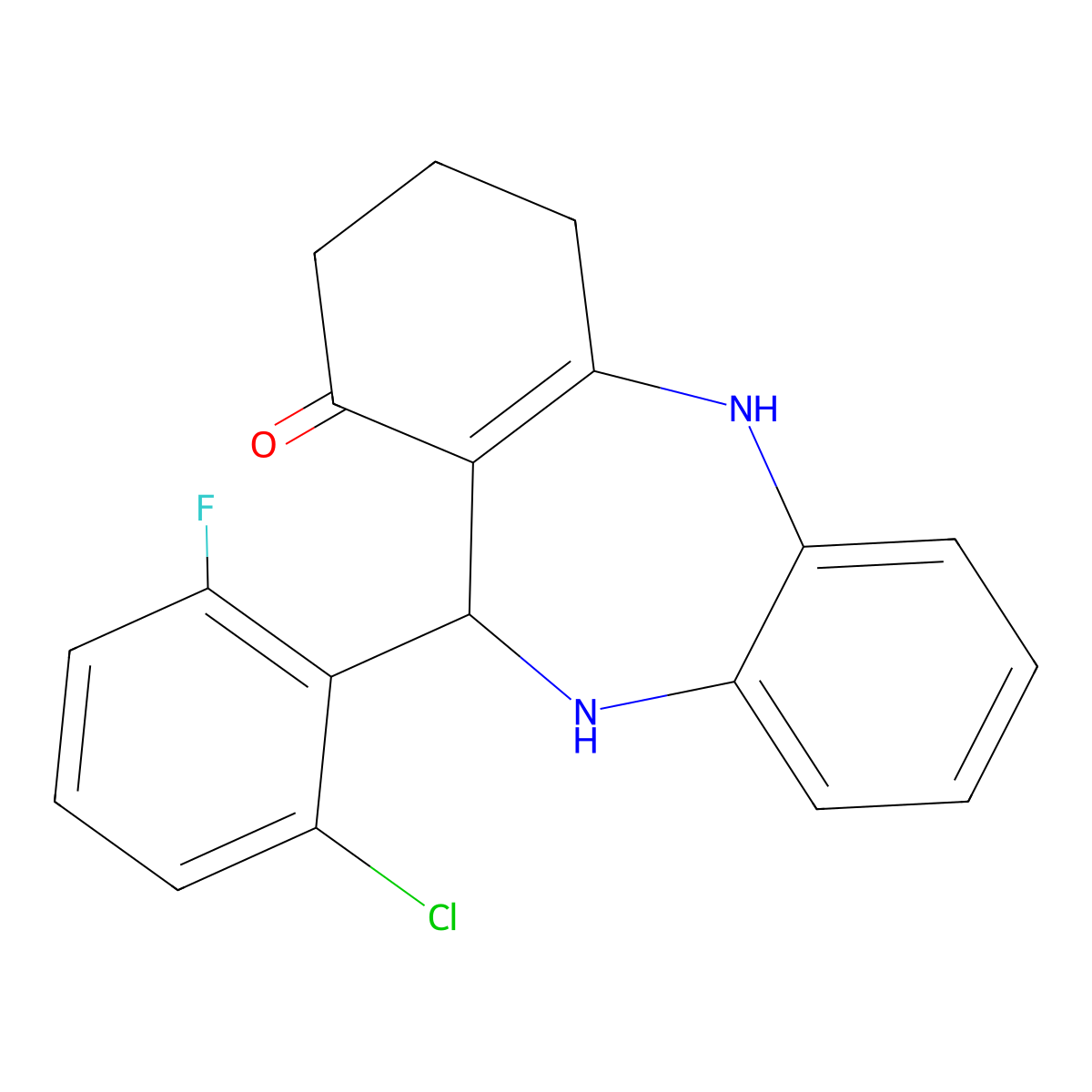6-(2-Chloro-6-fluorophenyl)-5,6,8,9,10,11-hexahydrobenzo[b][1,4]benzodiazepin-7-one molecular structure, CAS 362503-19-3