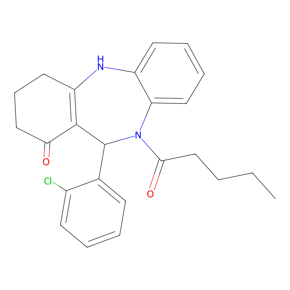 11-(2-chlorophenyl)-10-pentanoyl-2,3,4,5,10,11-hexahydro-1H-dibenzo[b,e][1,4]diazepin-1-one molecular structure, CAS 362503-73-9