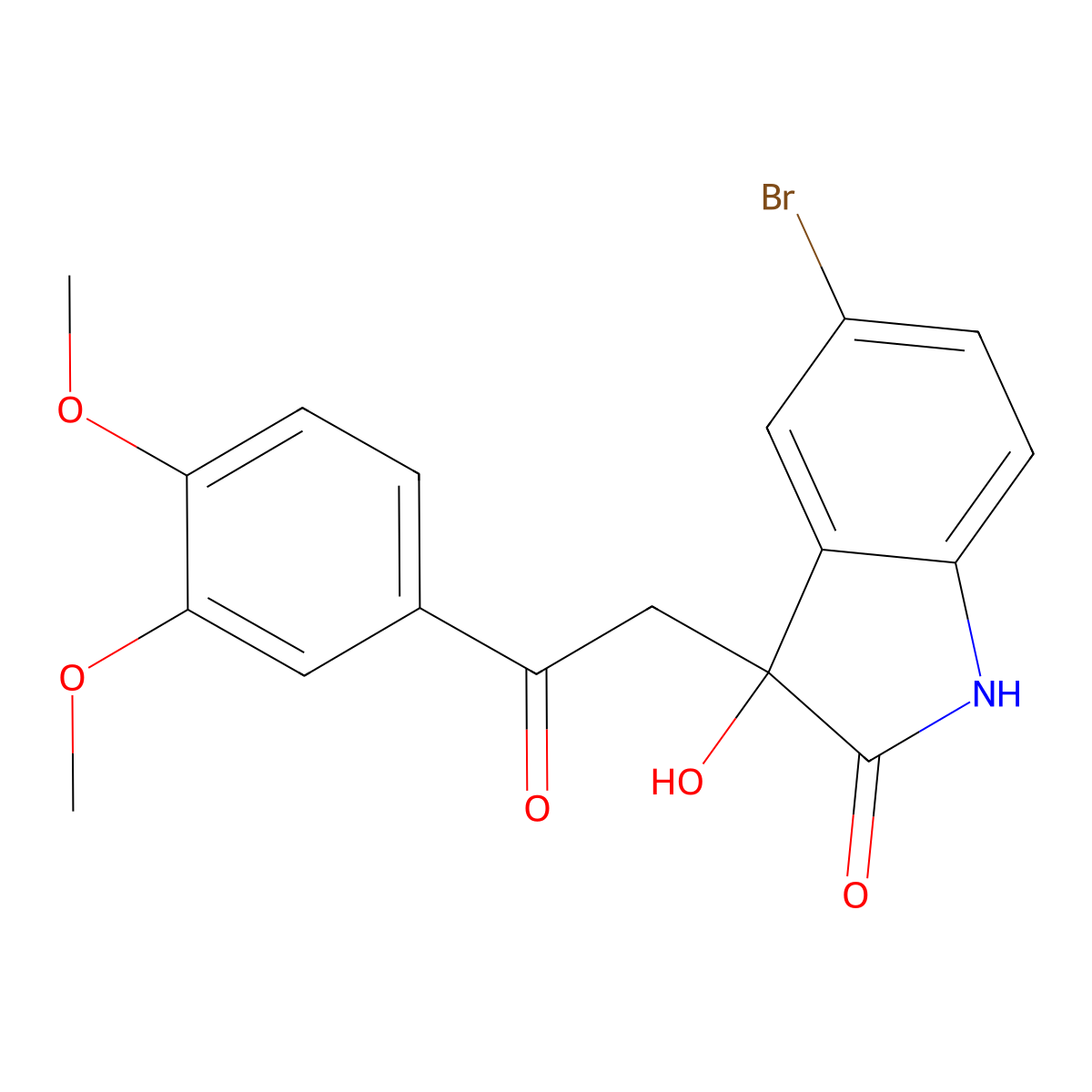 5-bromo-3-[2-(3,4-dimethoxyphenyl)-2-oxoethyl]-3-hydroxy-1,3-dihydro-2H-indol-2-one molecular structure, CAS 362506-60-3