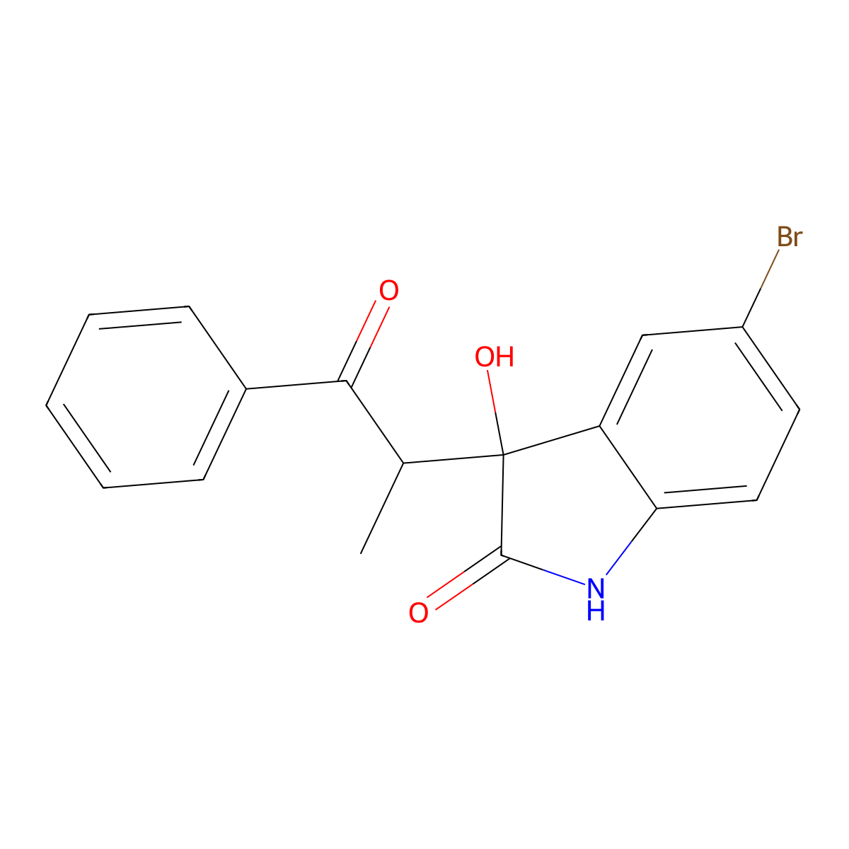 5-bromo-3-hydroxy-3-(1-oxo-1-phenylpropan-2-yl)-1H-indol-2-one molecular structure, CAS 362506-66-9