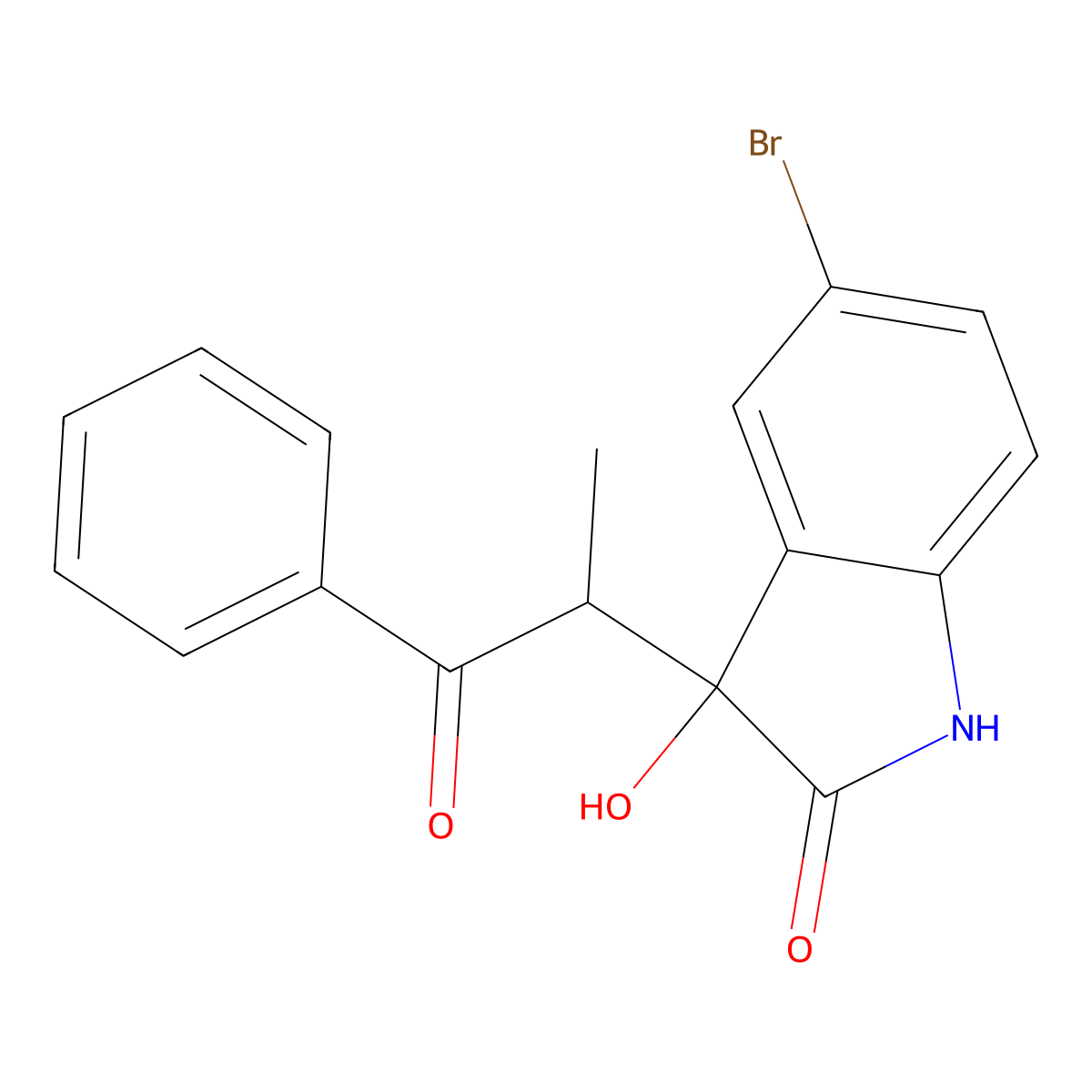 5-bromo-3-hydroxy-3-(1-oxo-1-phenylpropan-2-yl)-1H-indol-2-one molecular structure, CAS 362506-66-9