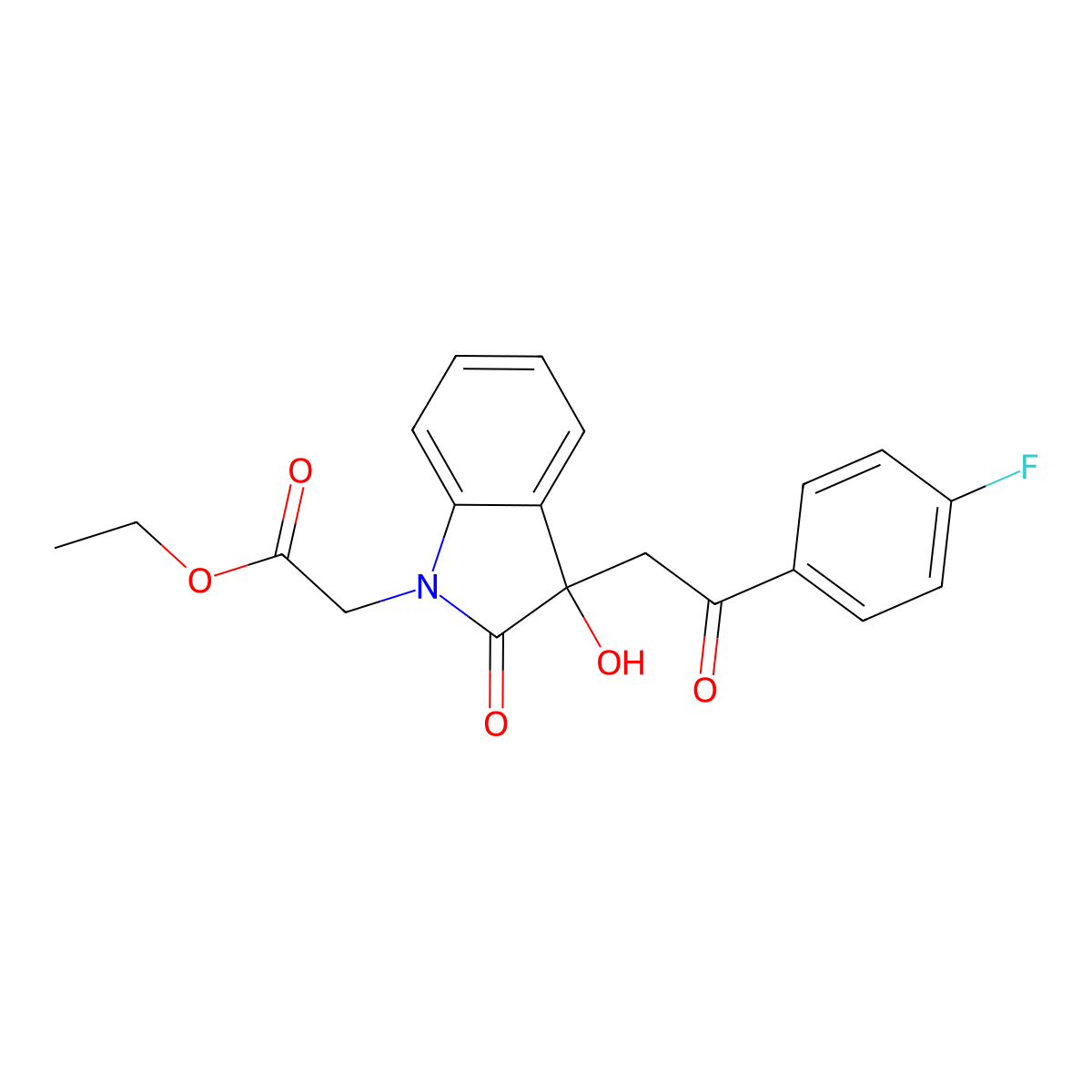 ethyl {3-[2-(4-fluorophenyl)-2-oxoethyl]-3-hydroxy-2-oxo-2,3-dihydro-1H-indol-1-yl}acetate molecular structure, CAS 362506-83-0
