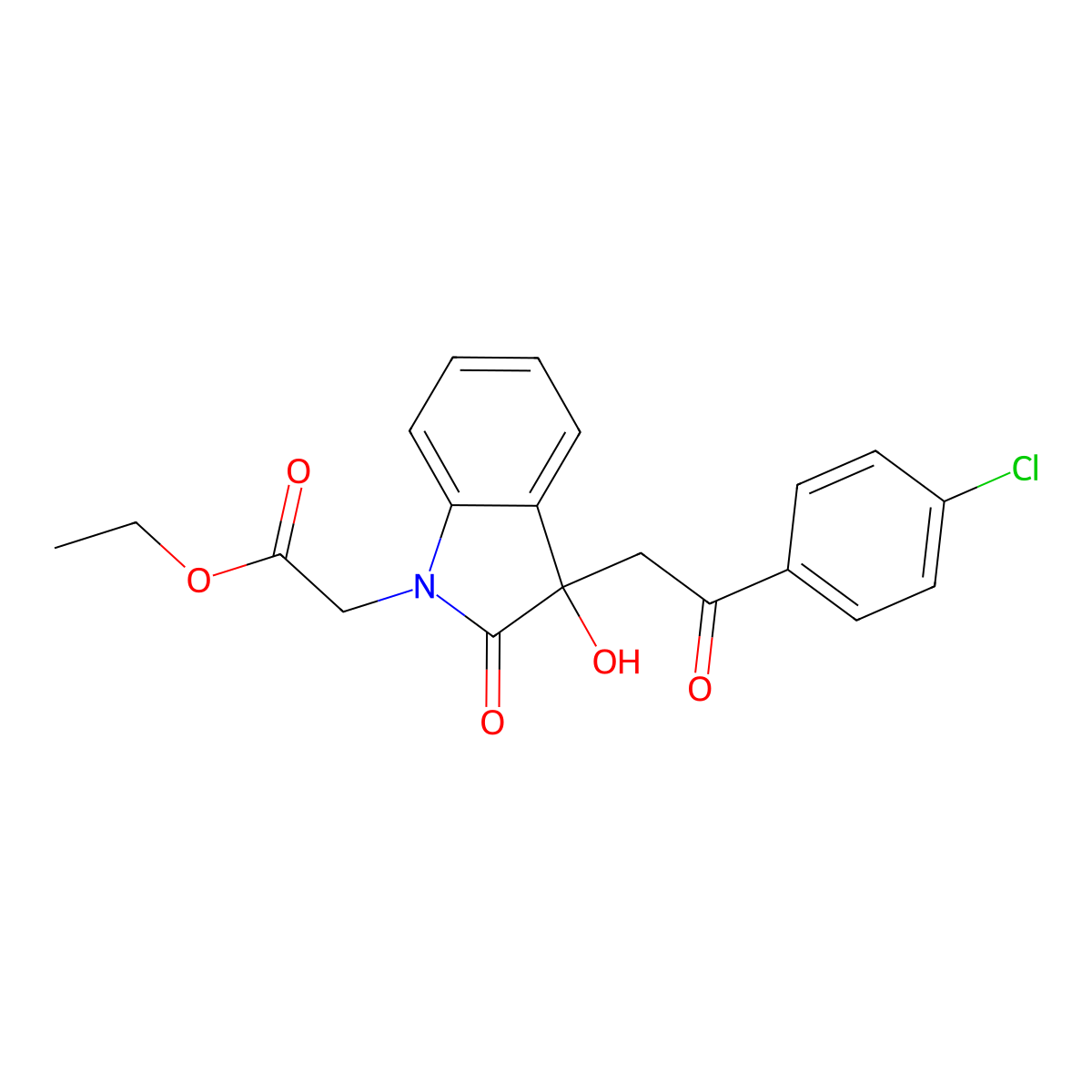 ethyl {3-[2-(4-chlorophenyl)-2-oxoethyl]-3-hydroxy-2-oxo-2,3-dihydro-1H-indol-1-yl}acetate molecular structure, CAS 362506-86-3