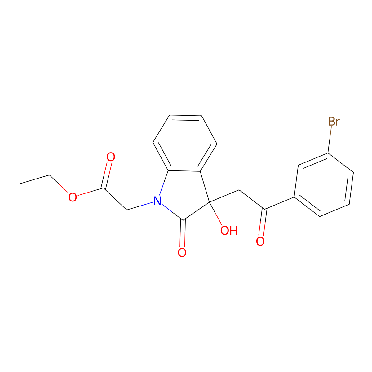 ethyl {3-[2-(3-bromophenyl)-2-oxoethyl]-3-hydroxy-2-oxo-2,3-dihydro-1H-indol-1-yl}acetate molecular structure, CAS 362506-89-6