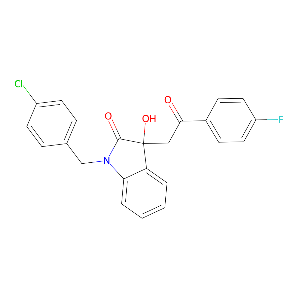1-(4-chlorobenzyl)-3-[2-(4-fluorophenyl)-2-oxoethyl]-3-hydroxy-1,3-dihydro-2H-indol-2-one molecular structure, CAS 362507-05-9