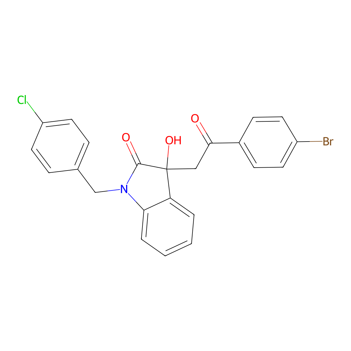 3-[2-(4-bromophenyl)-2-oxoethyl]-1-(4-chlorobenzyl)-3-hydroxy-1,3-dihydro-2H-indol-2-one molecular structure, CAS 362507-08-2
