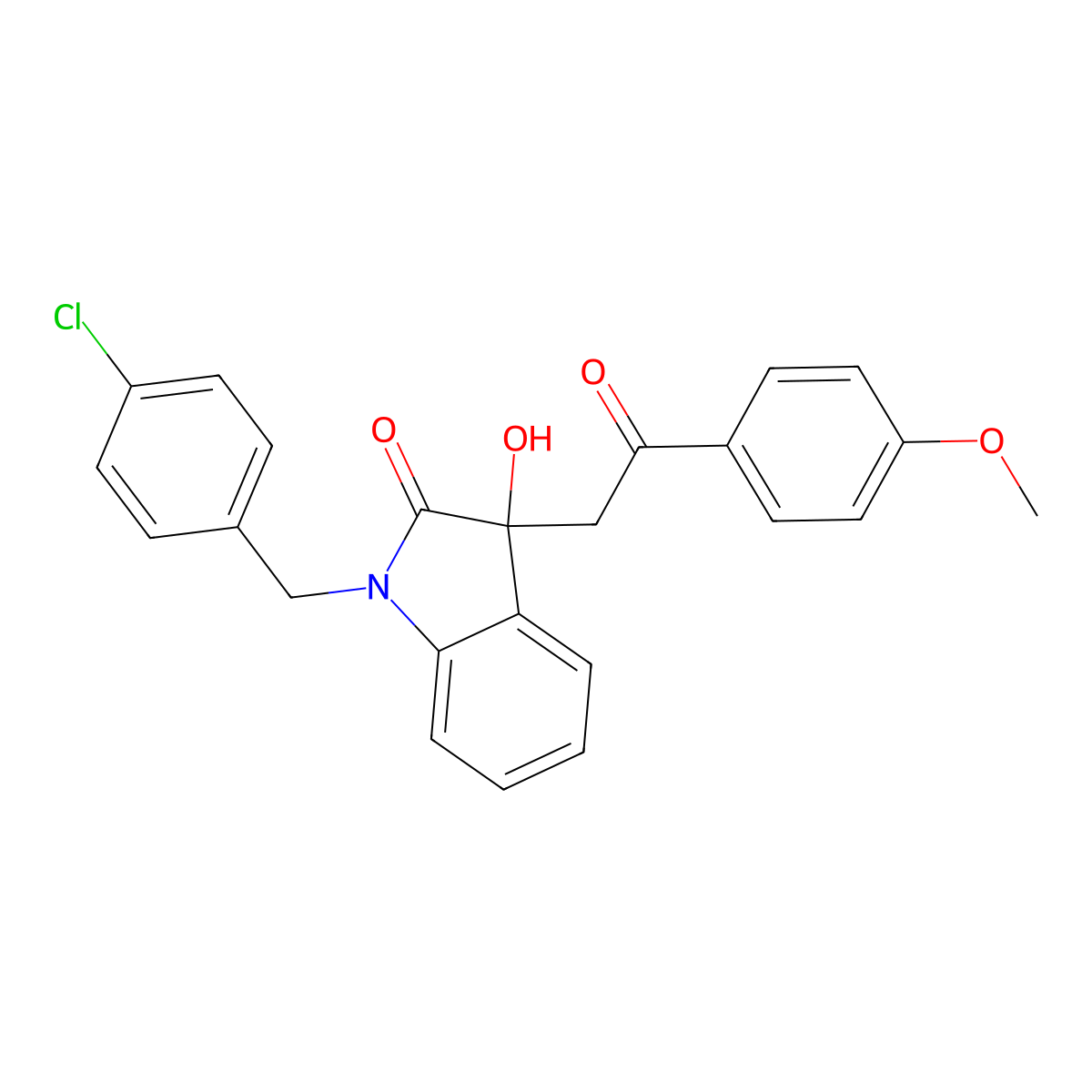 1-(4-chlorobenzyl)-3-hydroxy-3-[2-(4-methoxyphenyl)-2-oxoethyl]-1,3-dihydro-2H-indol-2-one molecular structure, CAS 362507-14-0