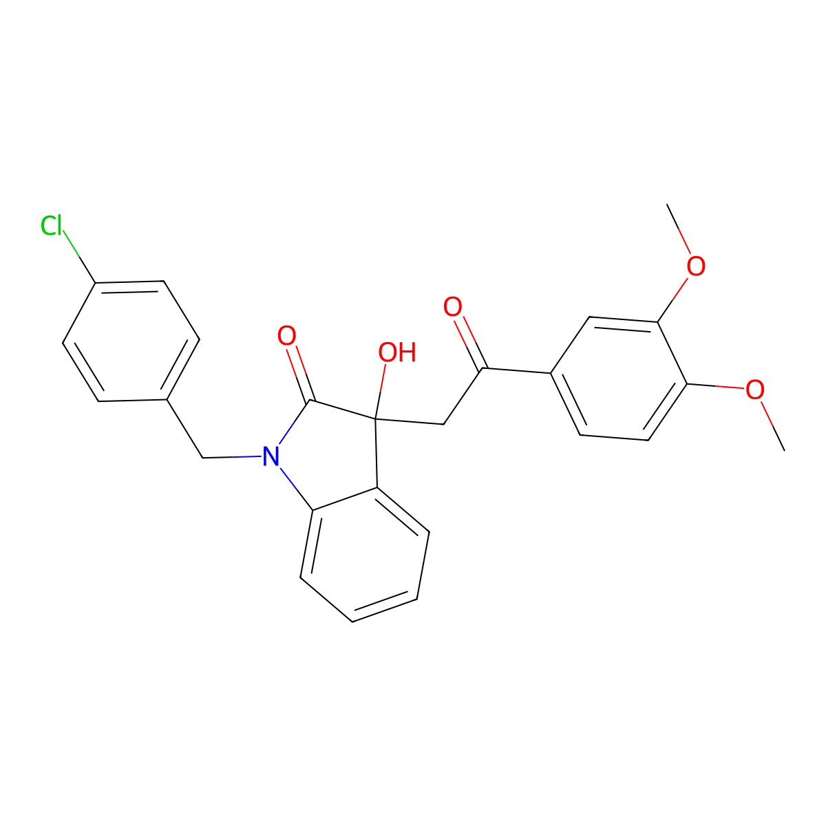 1-(4-chlorobenzyl)-3-[2-(3,4-dimethoxyphenyl)-2-oxoethyl]-3-hydroxy-1,3-dihydro-2H-indol-2-one molecular structure, CAS 362507-17-3
