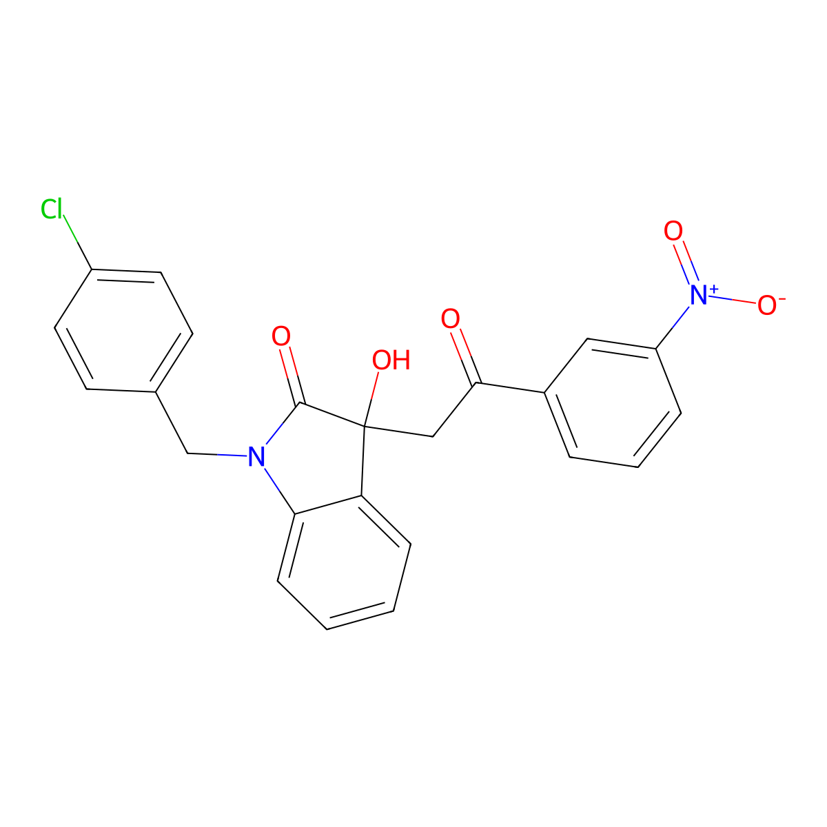 1-(4-chlorobenzyl)-3-hydroxy-3-[2-(3-nitrophenyl)-2-oxoethyl]-1,3-dihydro-2H-indol-2-one molecular structure, CAS 362507-20-8