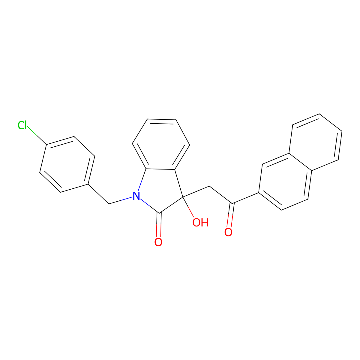 1-[(4-Chlorophenyl)methyl]-3-hydroxy-3-(2-naphthalen-2-yl-2-oxoethyl)indol-2-one molecular structure, CAS 362507-35-5