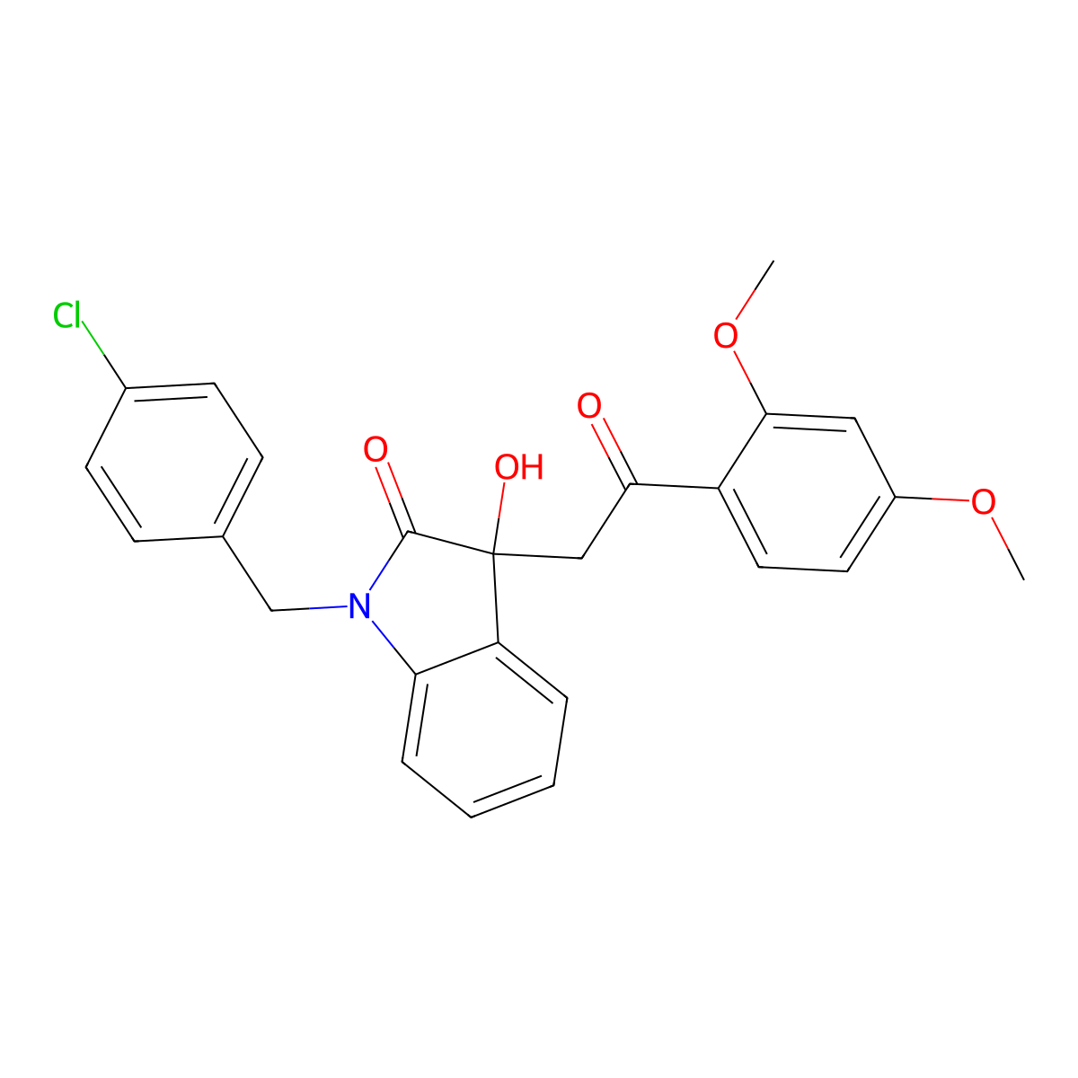 1-(4-chlorobenzyl)-3-[2-(2,4-dimethoxyphenyl)-2-oxoethyl]-3-hydroxy-1,3-dihydro-2H-indol-2-one molecular structure, CAS 362507-44-6