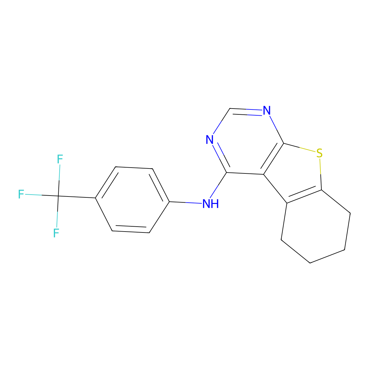N-(5,6,7,8-Tetrahydro[1]benzothieno[2,3-D]pyrimidin-4-YL)-N-[4-(trifluoromethyl)phenyl]amine molecular structure, CAS 362509-03-3