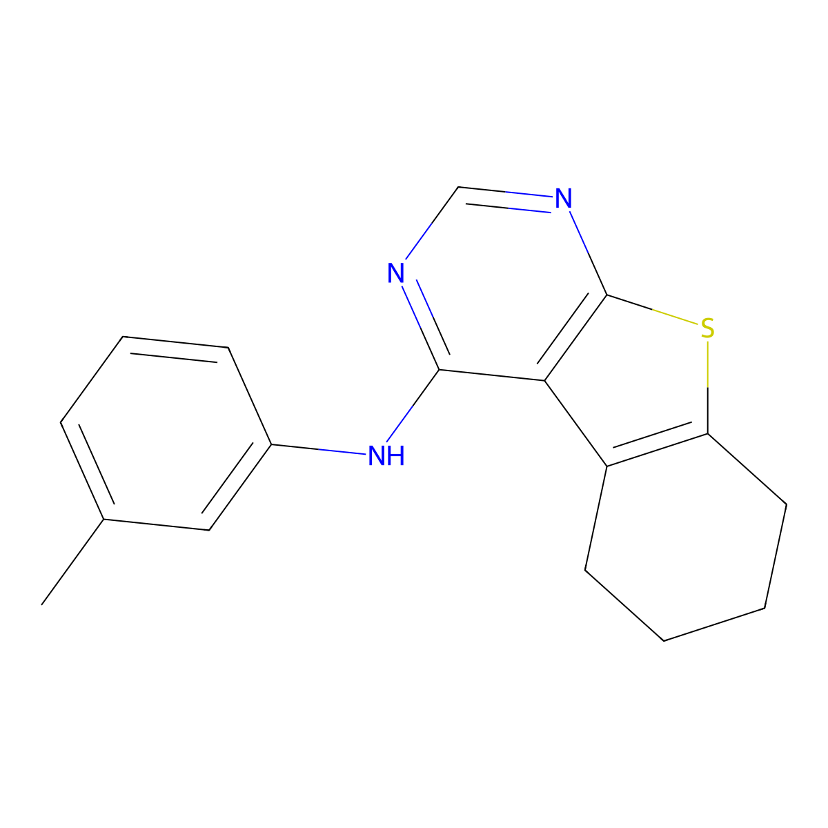 N-(m-Tolyl)-5,6,7,8-tetrahydrobenzo[4,5]thieno[2,3-d]pyrimidin-4-amine molecular structure, CAS 362509-68-0