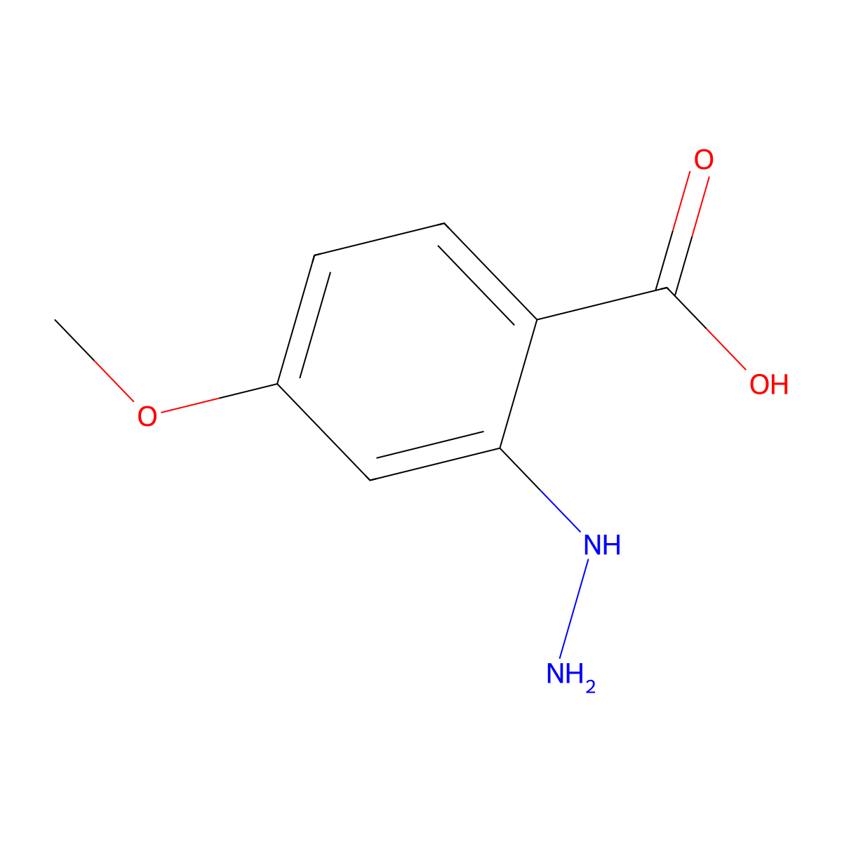 2-Hydrazinyl-4-methoxybenzoic acid molecular structure, CAS 362512-37-6
