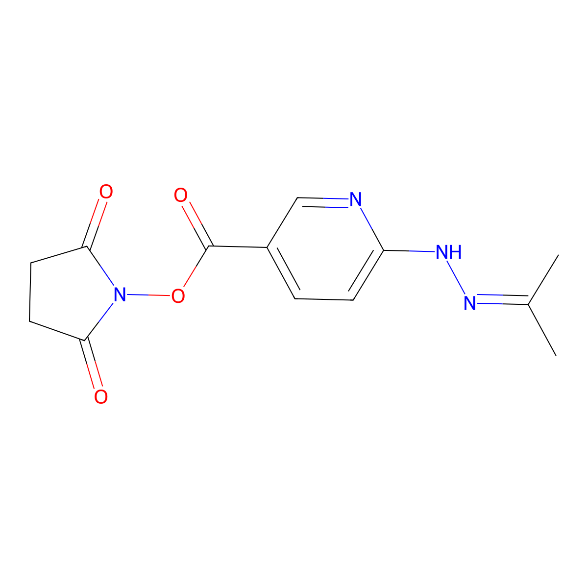 2,5-Dioxopyrrolidin-1-yl 6-(2-(propan-2-ylidene)hydrazinyl)nicotinate molecular structure, CAS 362522-50-7