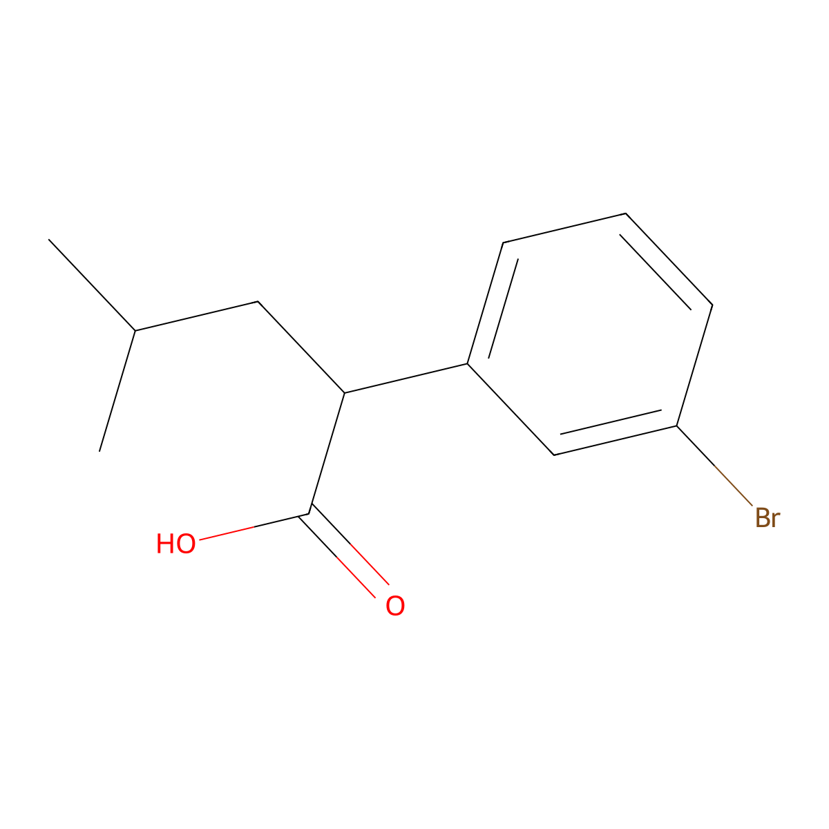 2-(3-Bromophenyl)-4-methylpentanoic acid molecular structure, CAS 362530-16-3